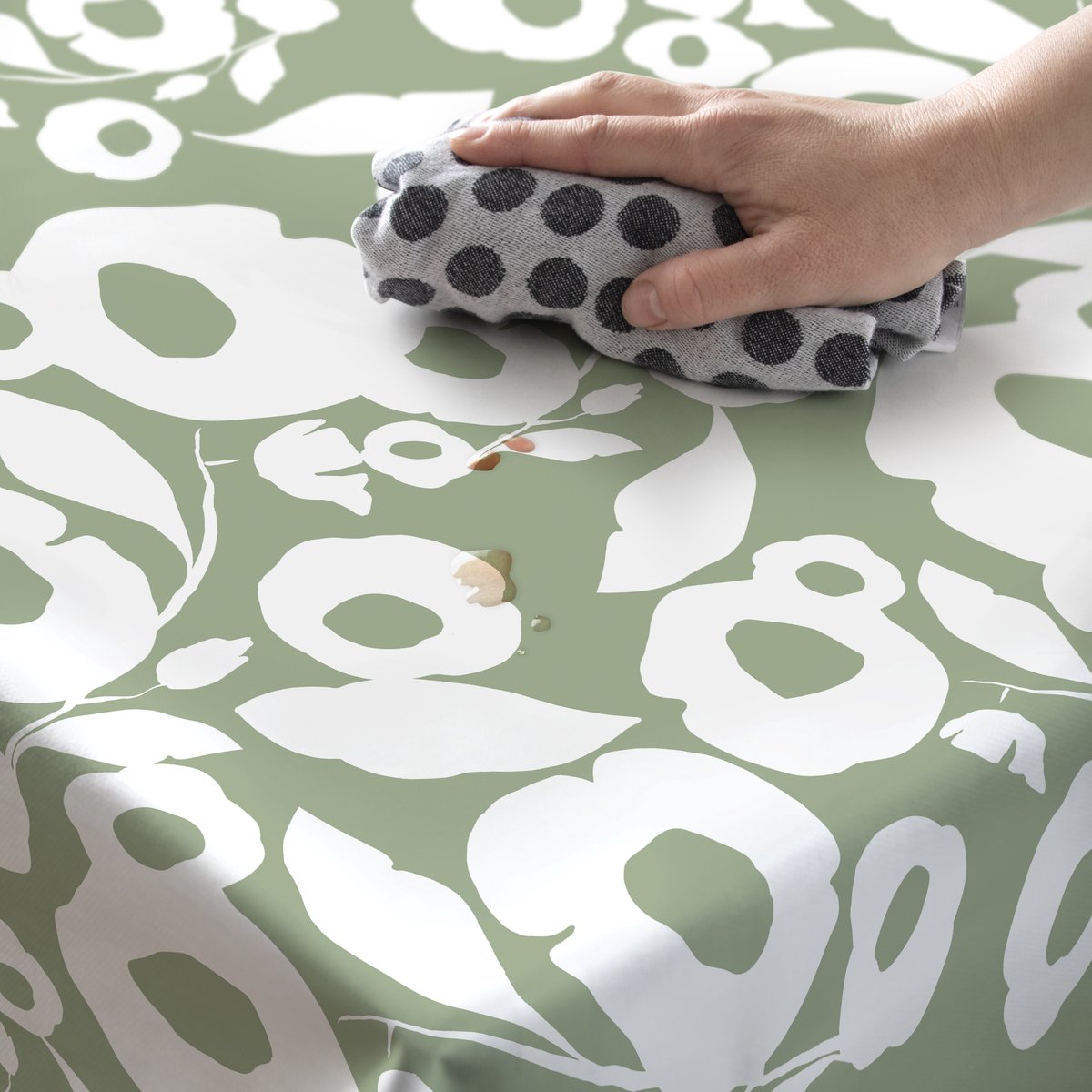 Tafelzeil Growing up sage 140x180cm Saliegroen