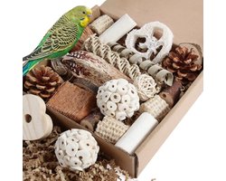 Kyouki Vogelspeelgoed, papegaaienspeelgoed, natuurlijke vogel, foerageerdoos, voetspeelgoed voor parkieten, kakels, conures, liefdesvogels en andere kleine tot middelgrote vogels (Medium)
