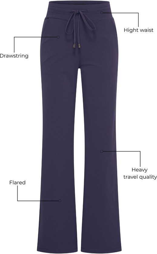 Pantalon de voyage Mi Piace pour femme, coupe évasée, bleu marine, taille L/40 - 202136