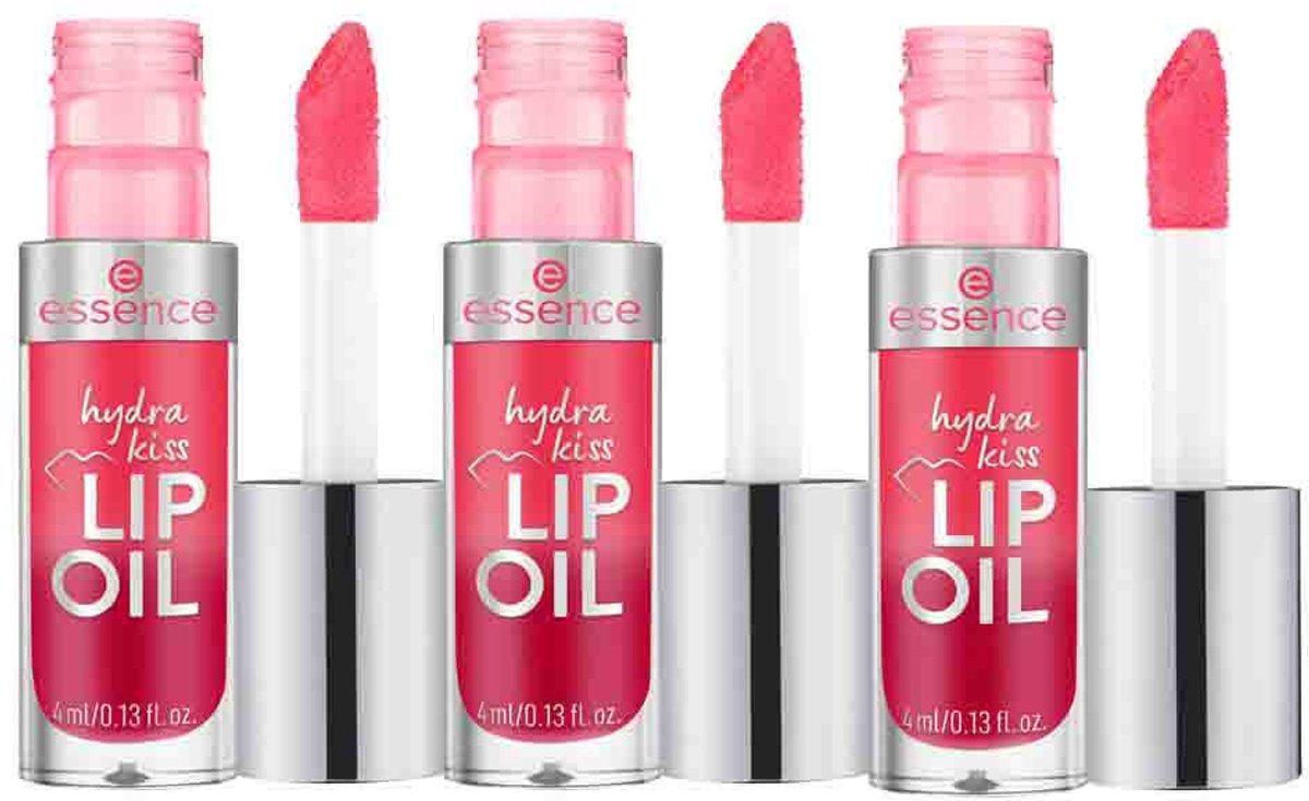essence Hydra Kiss Lip Oil 03 Pink Champagne - 3 x 4 ml - Voordeelverpakking