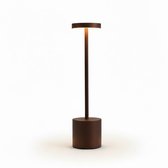 OMNIEXA Tafellamp - Mat Bruin – Dimbaar & Draadloos – 3 Lichtstanden – LED Designlamp met TouchControl – Sfeervolle Tafellamp voor Woonkamer, Slaapkamer of Horeca - 34cm