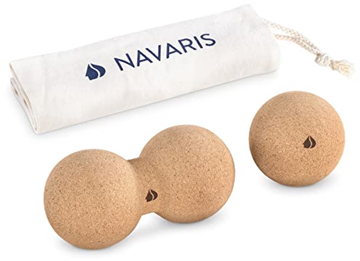 2-delige kurken massage set - Pinda bal en massage bal voor zelfmassage van spieren en fascia