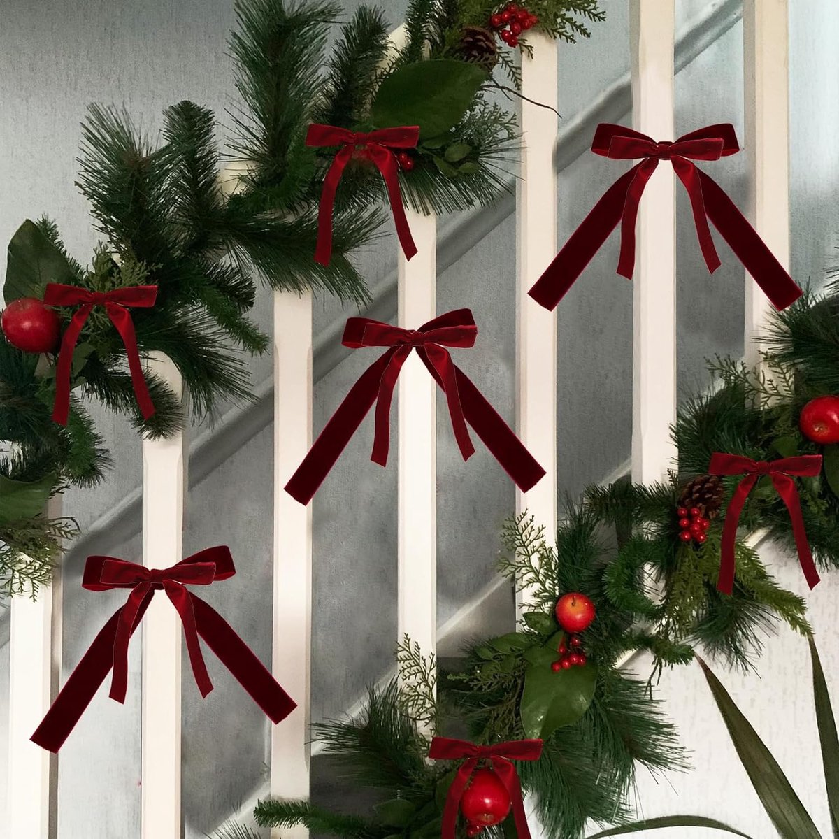 24 Stuk Fluwelen Kerststrikken - Glitters - Kerst Decoratie Strikjes Kerstversiering Kerstboom Decoratie Kerststrikjes Kerstsfeer Christmas 35 X 35 Inch Voor Kerstfeest Kerstboom Binnen Knutselen Rood
