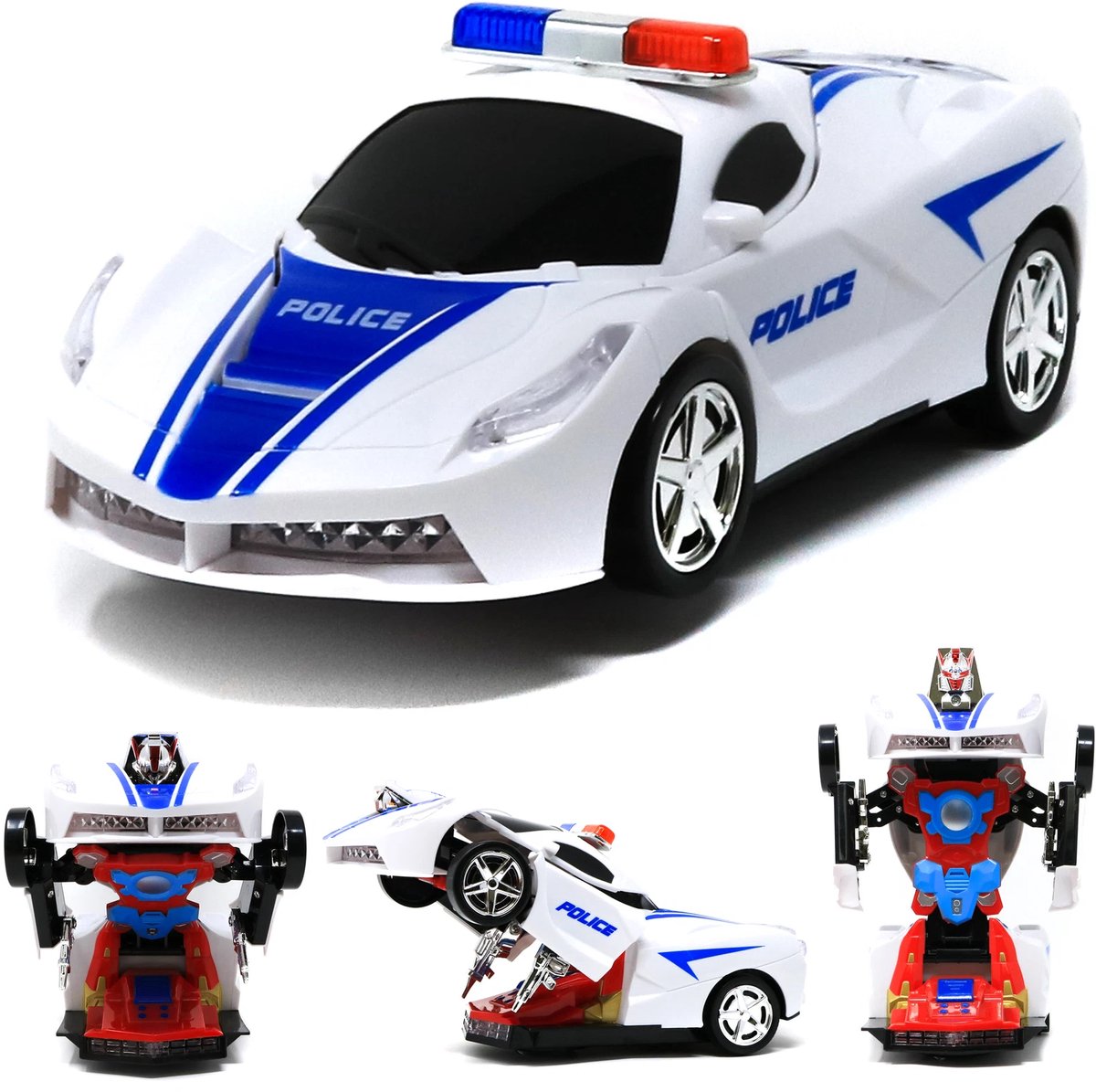 Robot Police Car - Transformerende Politieauto naar robot - 2-in-1 met Licht & Geluid - incl. batterijen