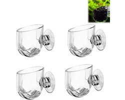 4 stuks - Waterplantenbeker Bloedworm - Transparante Bloedworm - Plantenaquariumstandaard - Plantenbeker - Voederbak - Waterplantenbak met zuignap - Aquariumvergrootglasstandaard - Geschikt voor levende aquaria en zoetwatervissen
