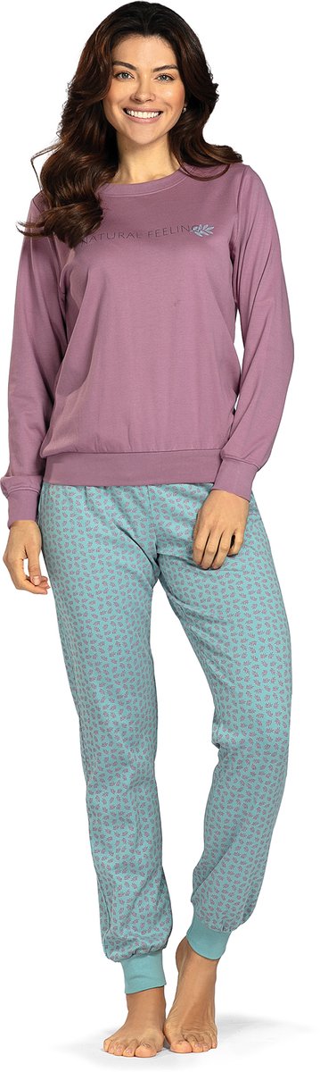 Comtessa - Dames winter pyjama - Katoen interlock - Roze Blauw - Maat 52