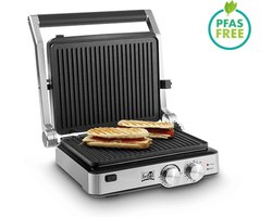 FRITEL Grill GR 2285 - Paninigrill, Tosti-ijzer & BBQ in 1 - Elektrische Grill 29x23 cm - 2000W - Uitneembare Platen - 180° Openklapbaar