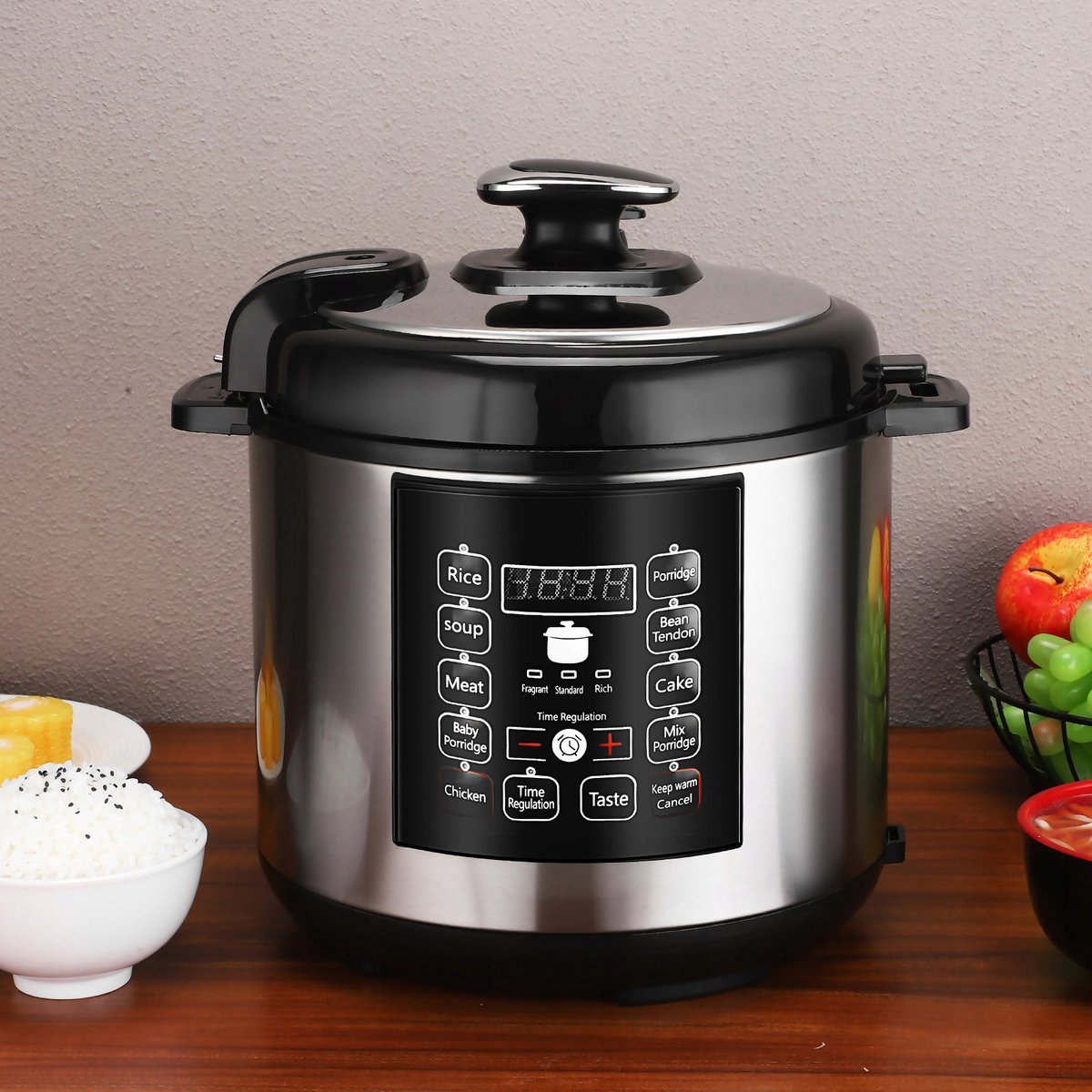 Multicooker 6L - Elektrische Snelkookpan & Slowcooker in 1 | 12-in-1 Functies: Stomen, Bakken, Rijst & Yoghurt Maken | Veiligheidsdeksel met Handvat – foto 4