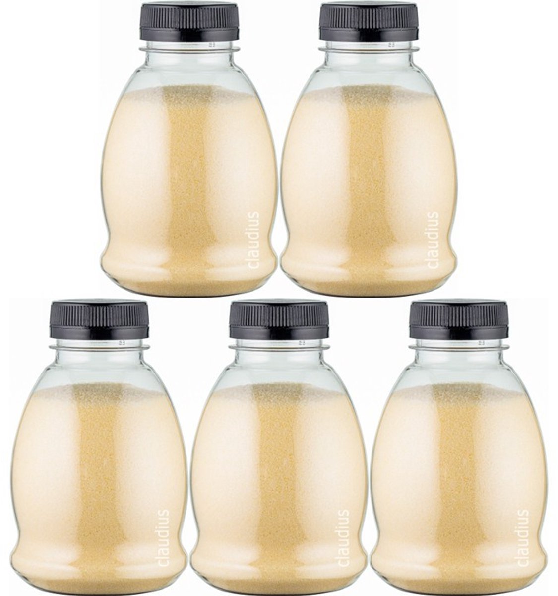 Scrubzout Vanille - 375 gram - Fles met zwarte dop - set van 5 stuks - Hydraterende Lichaamsscrub