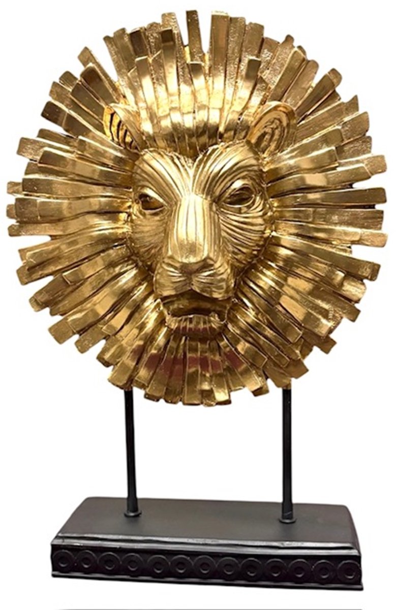 Decoratieve figuren Leeuw Zwart Gouden Polyresin (28 x 38,5 x 11,5 cm)