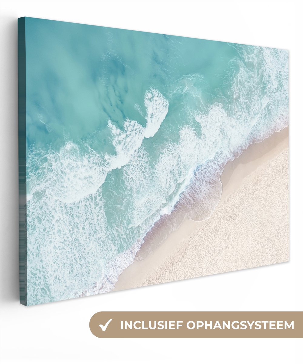 Canvas schilderij 40x30 cm - Wanddecoratie badkamer Strand - Zee - Natuur - Zomer - Muurde