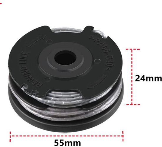 Navul spoel - geschikt voor Bosch F016800351 - Navul- en geïntegreerde draadspoel - 6 m lang - 1,65 mm draaddikte - voor trimmer van Merkloos	 — afbeelding 2