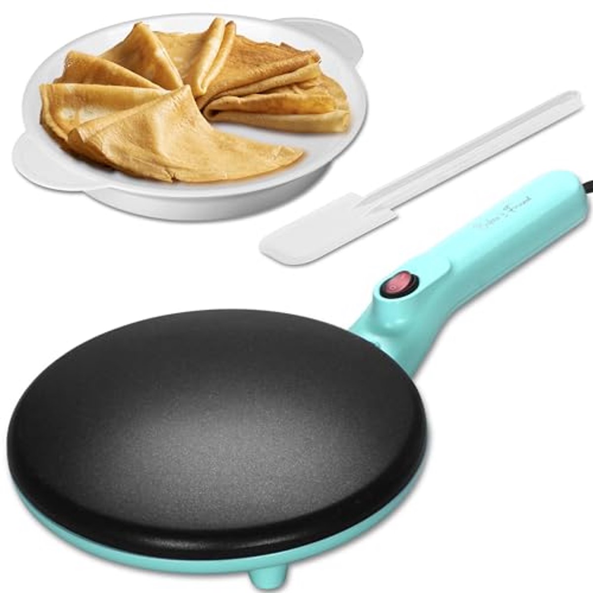 Elektrische Pannenkoekenpan met Antiaanbaklaag 20 cm Kookoppervlak voor Perfecte Pannenkoeken