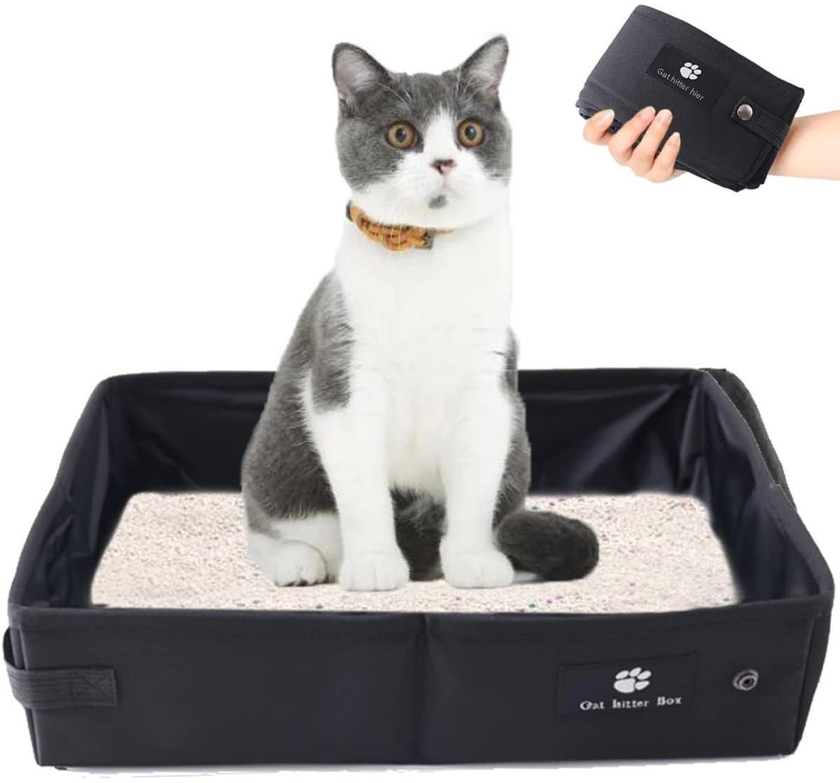 EXCITAT Kattenbak - Opvouwbaar - Draagbaar - Reiskattenbak - Geschikt voor thuis, buiten, reizen, kamperen - 45*35cm