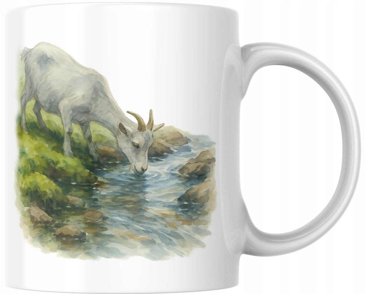 Koffiemok met Geit bij Stroompje - Natuur & Cadeau-idee