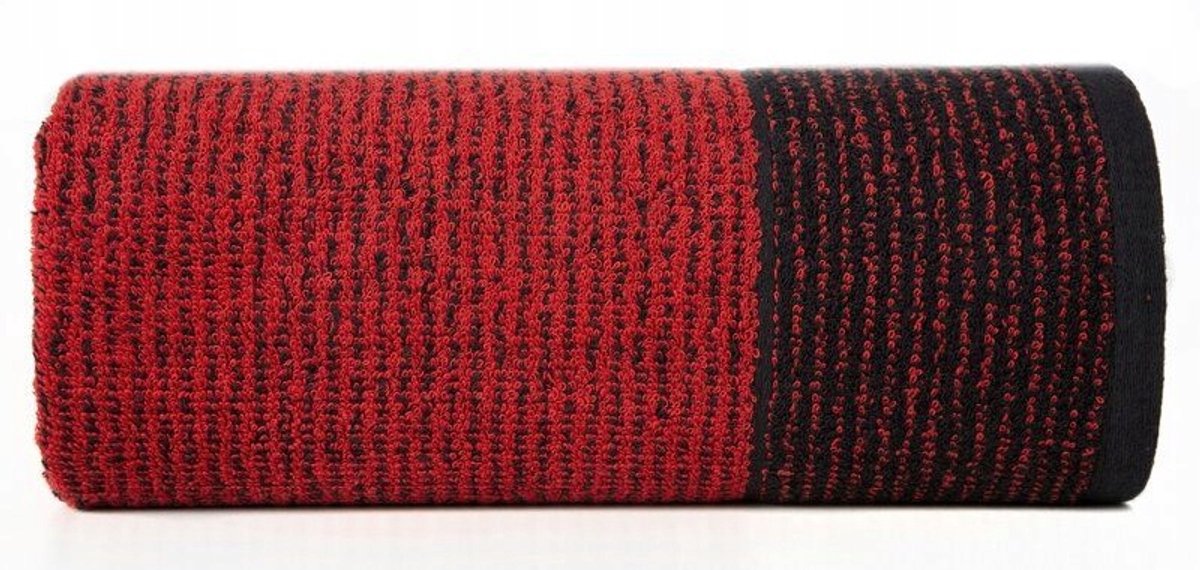 LEON Handdoek 70x140cm Zwart/Rood Katoen 500 GSM