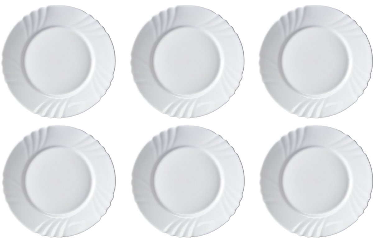 6x Bord Diner Borden Bianco Wit Glas 25cm