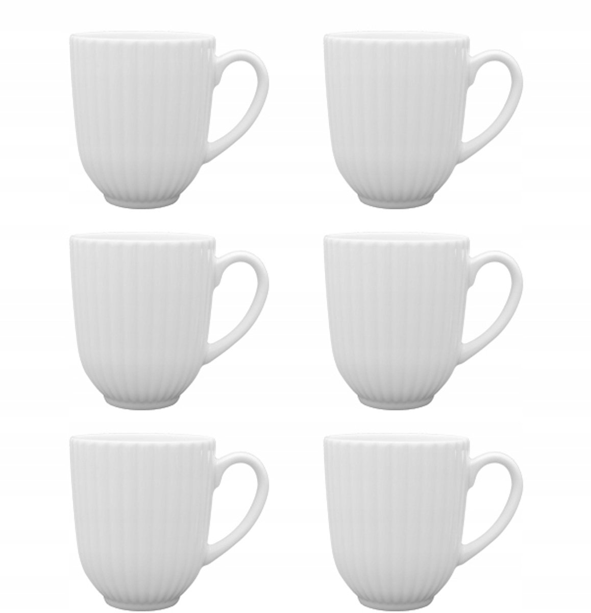 Lubiana Daisy Porseleinen Mokkenset - 6 stuks, 350 ml, Wit