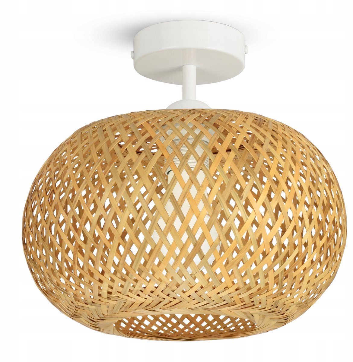 Bamboe Plafondlamp Vlechtwerk Boho Wit LED E27 - Natuurlijk Design