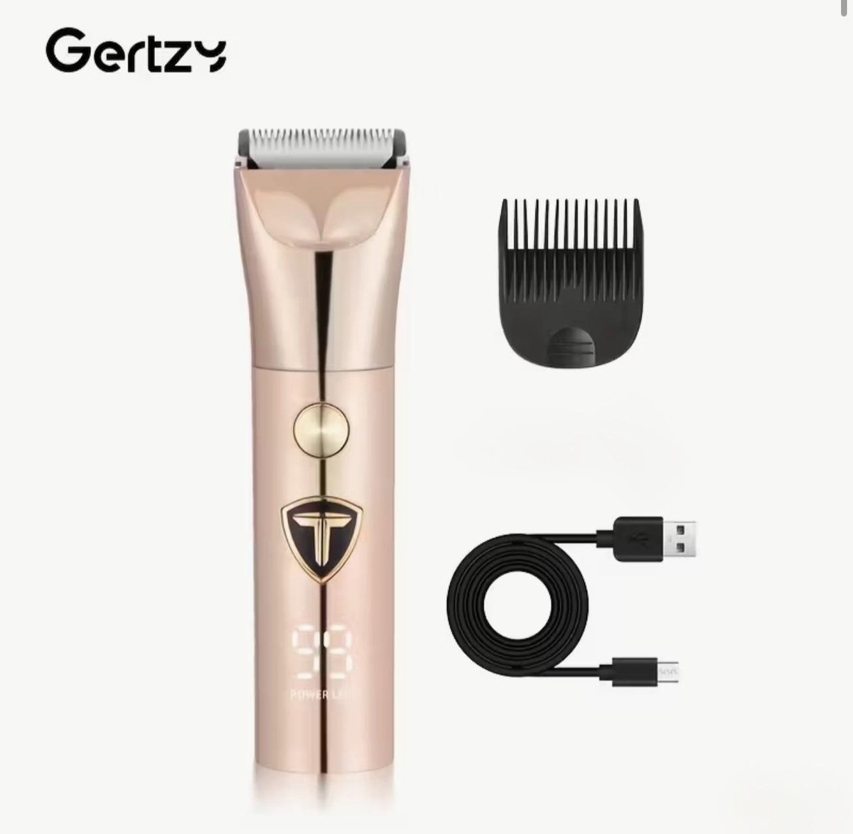 Gertzy Tondeuse - Digitale Clipper - 3 Ingebouwde modi's/standen - Verchroomd Metaal Behuizing - Usb Oplaadbare Trimmer voor Gezichtshaar, Hoofdhaar en Lichaamshaar - Batterij Indicator - Perfecte Lichaamshaar Verzorging - Kleur: Roze Rose