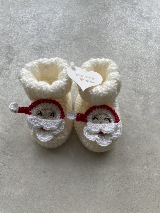 Maminobaby.nl | Baby Geschenk jongens/meisjes | Gebreide babyslofjes | Kerstman | Kraamcadeau | Babyshower — afbeelding 3