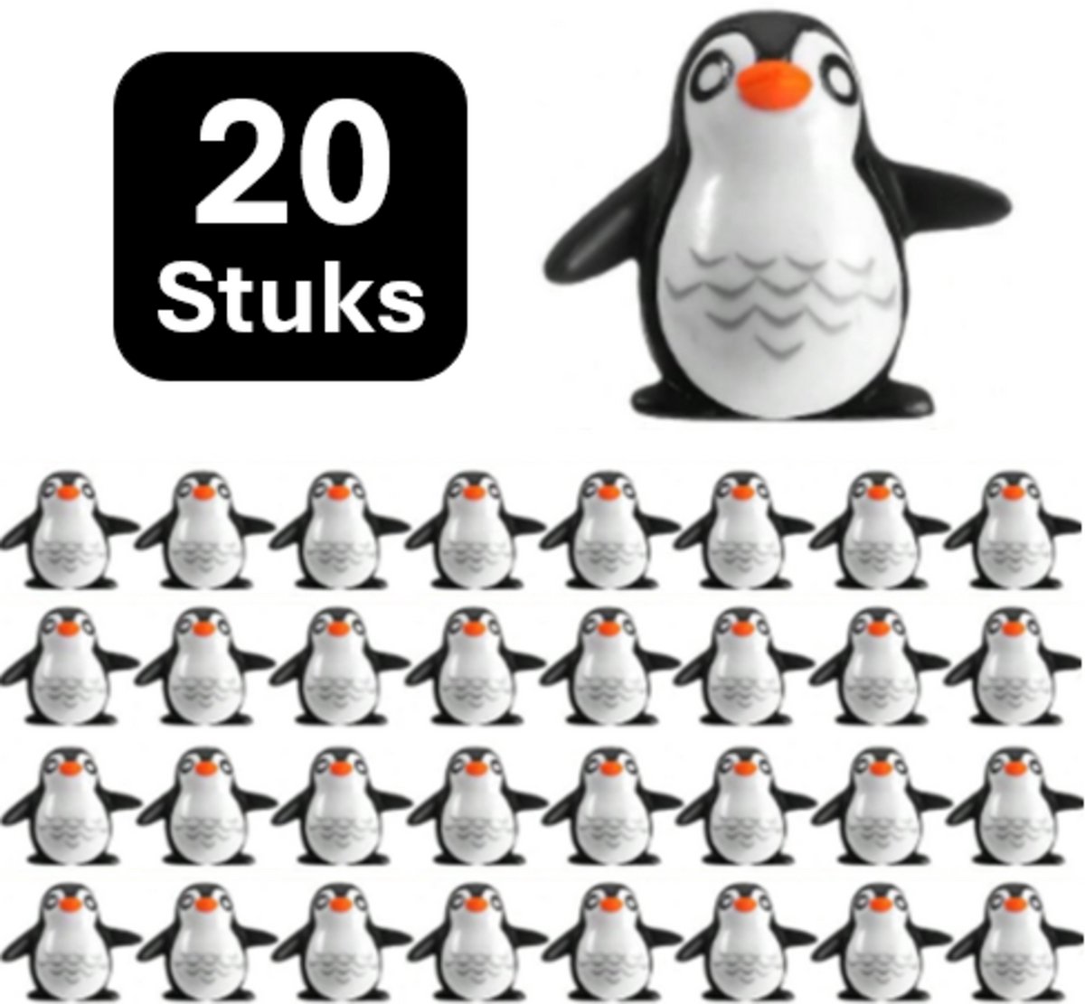 Pradeo - Miniatuur Pinguïns - 20 Stuks - Mini - Beeldjes - Hars - Zwart en Wit - Pinguïns - Decoratie - Landschap - DIY