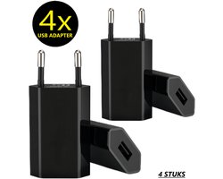 USB adapter - 4 stuks - Oplaad adapter - USB stekker - Reisstekker - Oplaad stekker - Opladen Blokje - USB Lader - Zwart - Oplaadstekker - Wereld Stekker