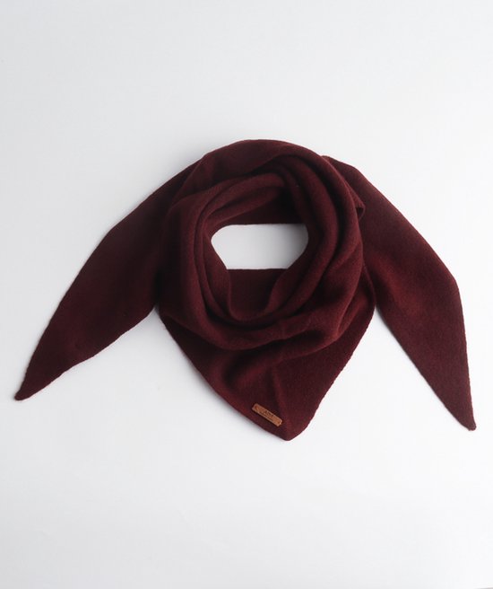 Mini foulard - Triangle- Foulard - Écharpe - Tricotée - Uni - Foulard étroit - Petite écharpe - Laine - Doux - Luxe- Rouge bordeaux
