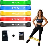 Weerstandsbanden Set – 5 Resistance Bands – 100% Latex – tot 17kg – Incl. Opbergtas - elastieken voor fitness, pilates of andere training