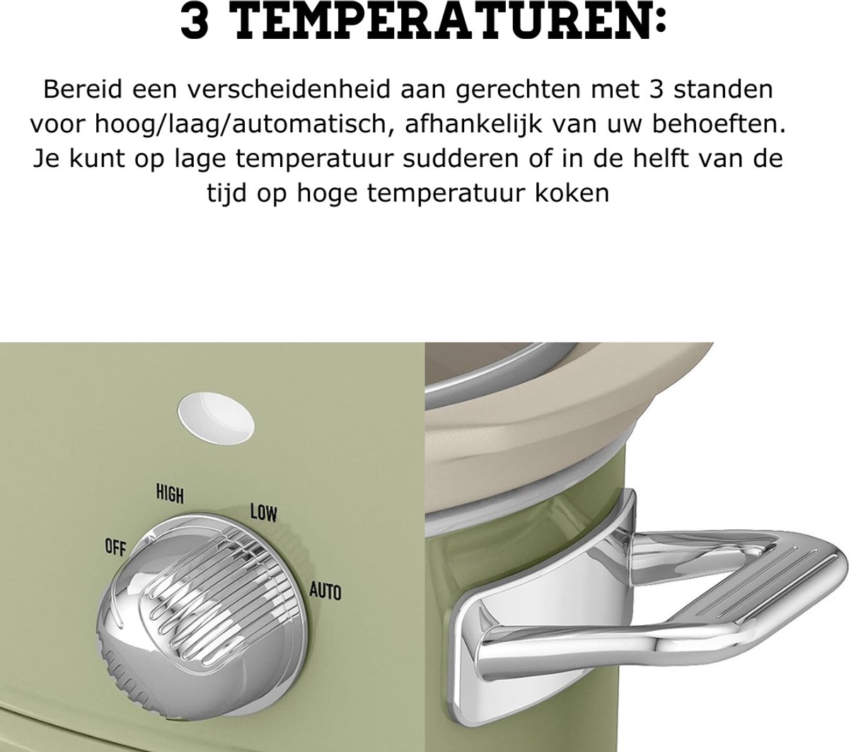 VIN® Slowcooker – Slowcookers Inclusief 3 temperatuurniveaus – Slow Cooker Met Antiaanbaklaag – Multicooker Vintage Design – 6,5 l Capaciteit – foto 4