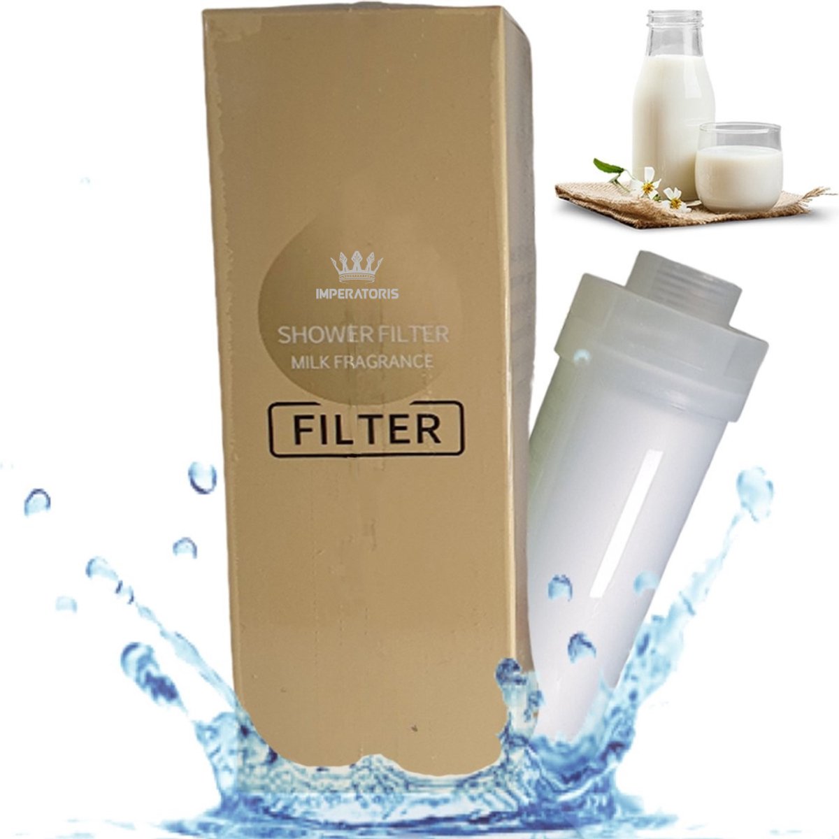 Imperatoris | Douchefilter- Waterfilter Voor Douchekop met Geur - Shower Filter - Kraanfilter - Spa Gevoel - Milk