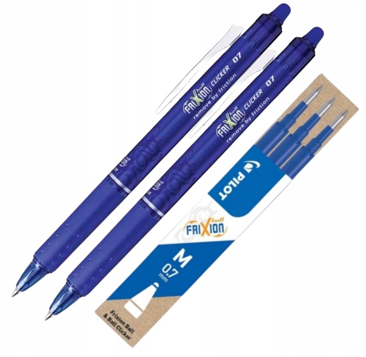 Pilot Frixion Uitwisbare Pen Blauw M 0,7 mm 2 stuks + 3 vullingen