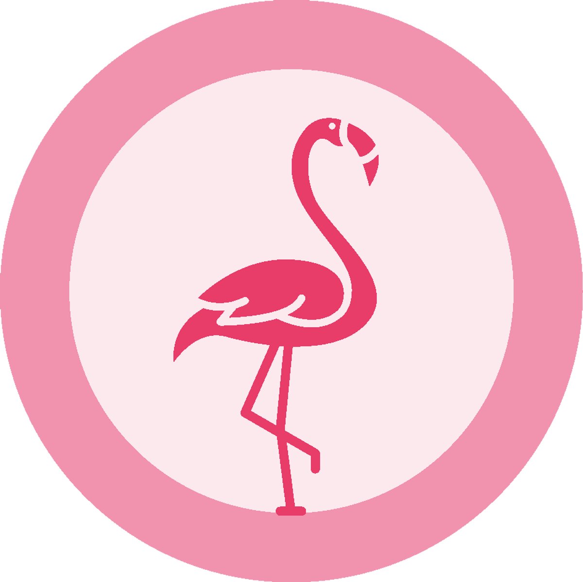 Sluitstickers geboorte - Roze sticker met roze flamingo - Ø 4 cm - 200 stuks op rol - Sluitsticker voor cadeauverpakking, aankleding geschenkverpakking & webshops