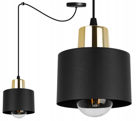 COCOL Loft Hanglamp, vintage, industrieel, decoratief, metaal, in hoogte verstelbaar, E27, retro hout, hanglamp voor keuken, eetkamer, bar, restaurant, woonkamer, café (zonder peer