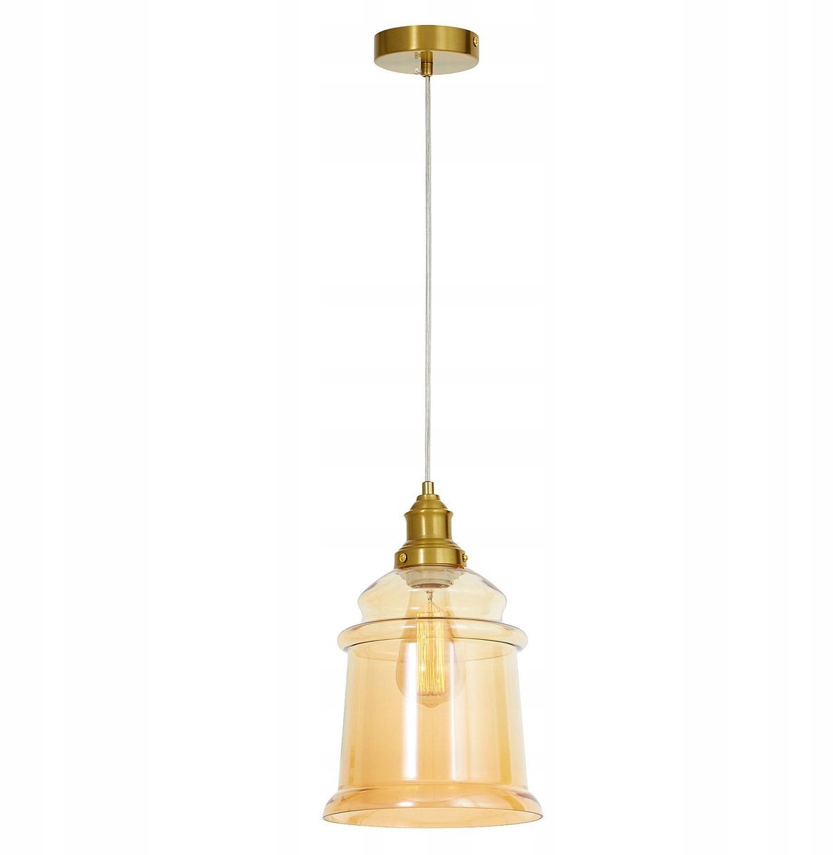 Lumina Deco Moletti Hanglamp - Amber Glas & Messing, E27
