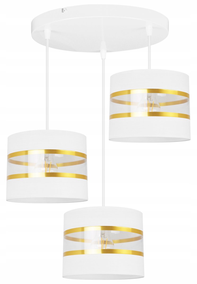 Hanglamp Glamour Goud Wit 3-lichts E27