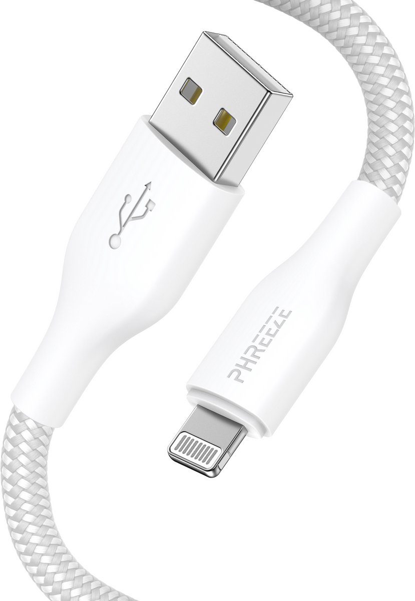 Stevige kabel geschikt voor iPhone met Lightning naar usb - Oplader snoer - 1m nylon wit