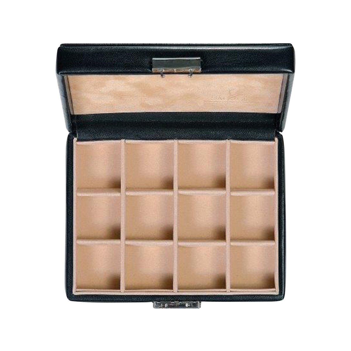Verzamelaarskoffer - Sieradendoos - 12 vakken - GEMAAKT IN DUITSLAND - Afsluitbaar slot - ECHT LEER - Afmetingen vakken: ca. 35 x 35 mm