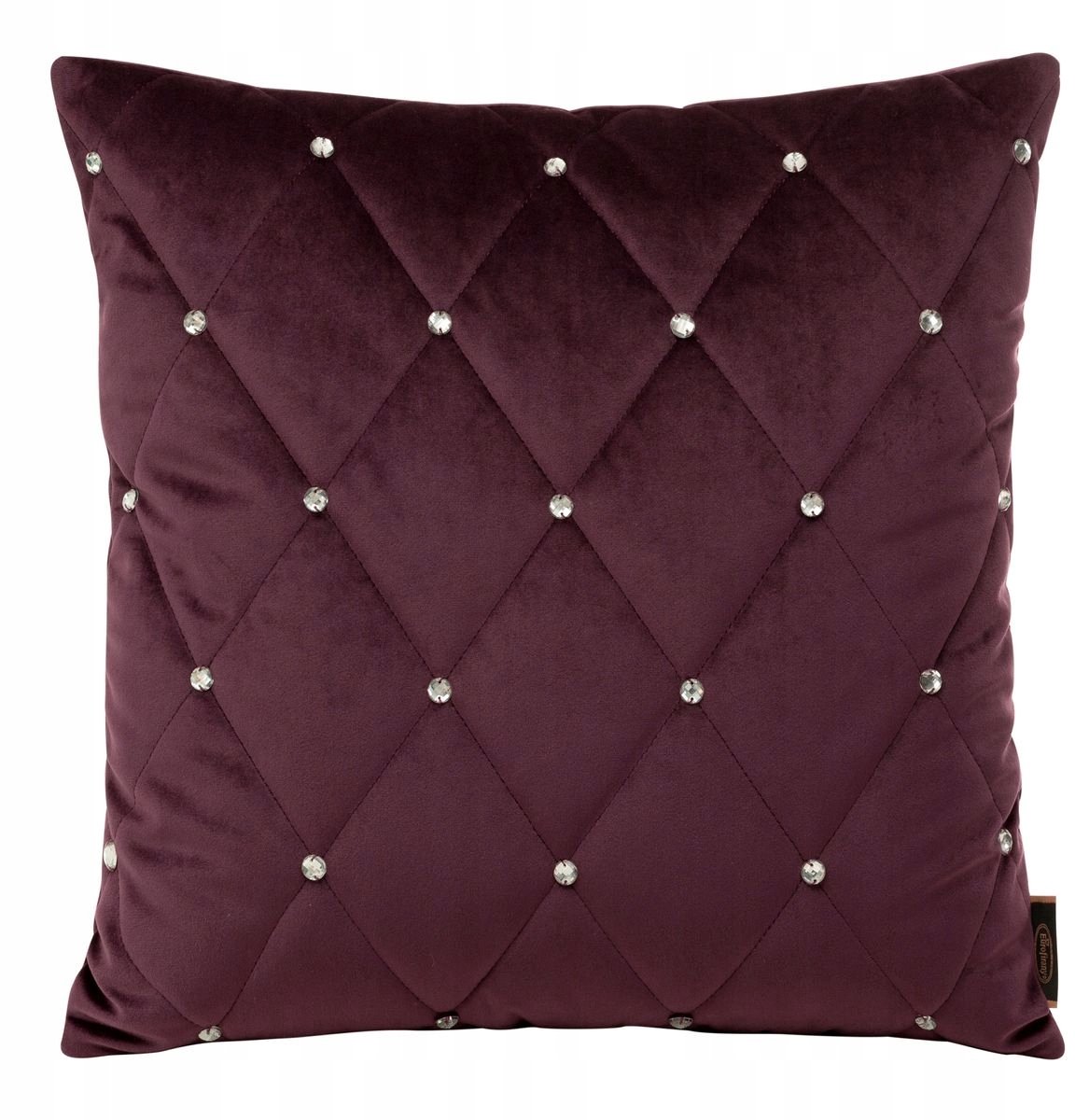 Decoratieve Kussenhoes 45x45cm Fluweel met Zirkoon - Aubergine