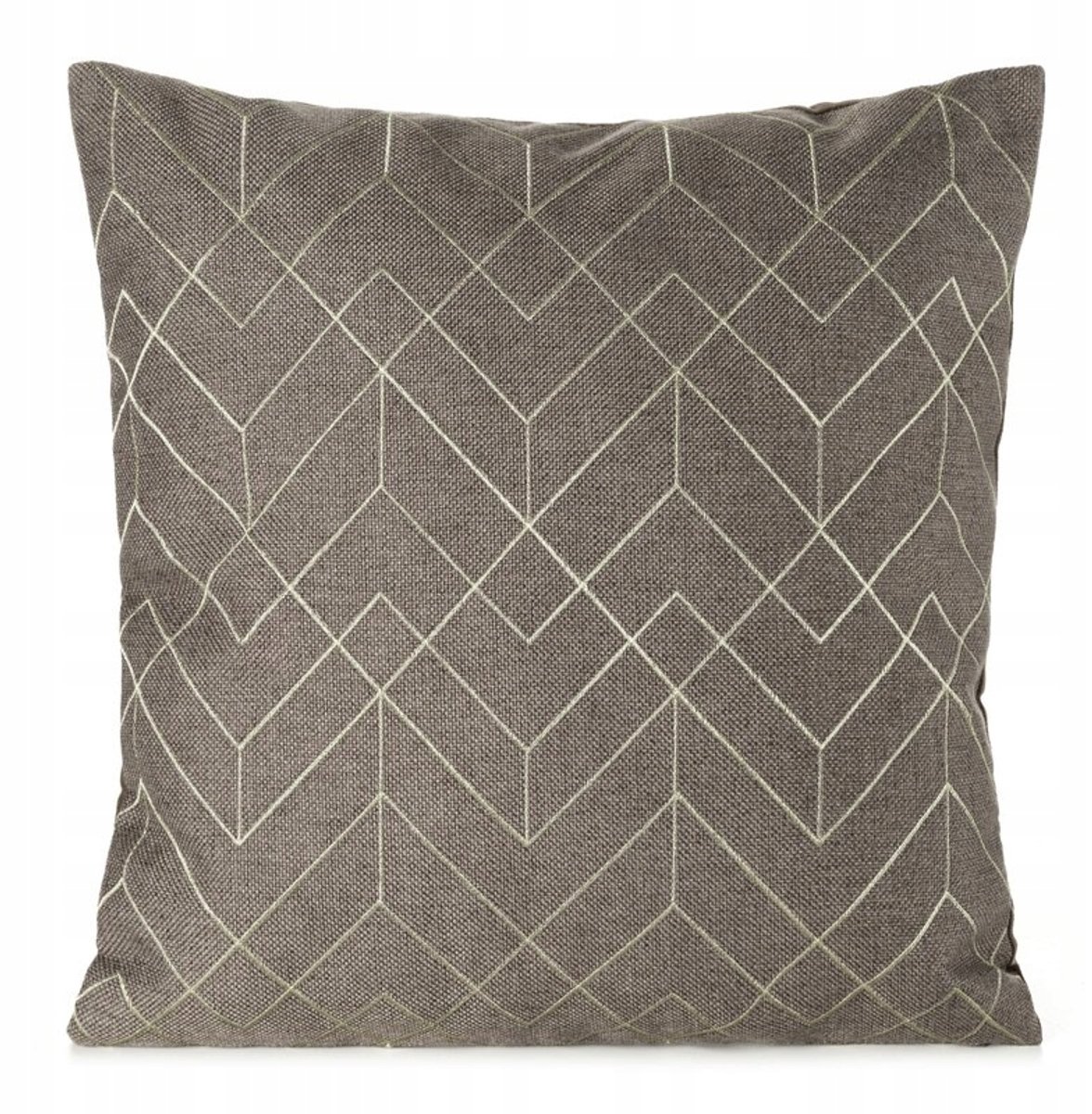 Decoratieve Kussenhoes Mila01 45x45cm - Donkerbeige met Gouden Borduurwerk