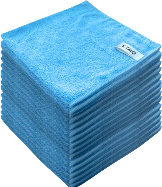 Chiffons en microfibre bleus Kymo - 12 pièces 30 x 30 cm - Lavables - Chiffons de nettoyage - Nettoyage / Voiture - Nettoyeur vapeur - Nettoyeur de tapis