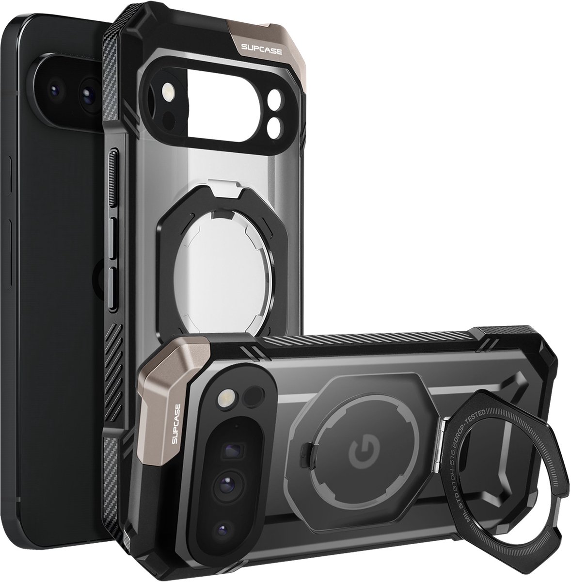Supcase, Versterkte Hoes voor Pixel 10 Pro XL Unicorn Beetle Grip Serie met Kickstand, Zwart