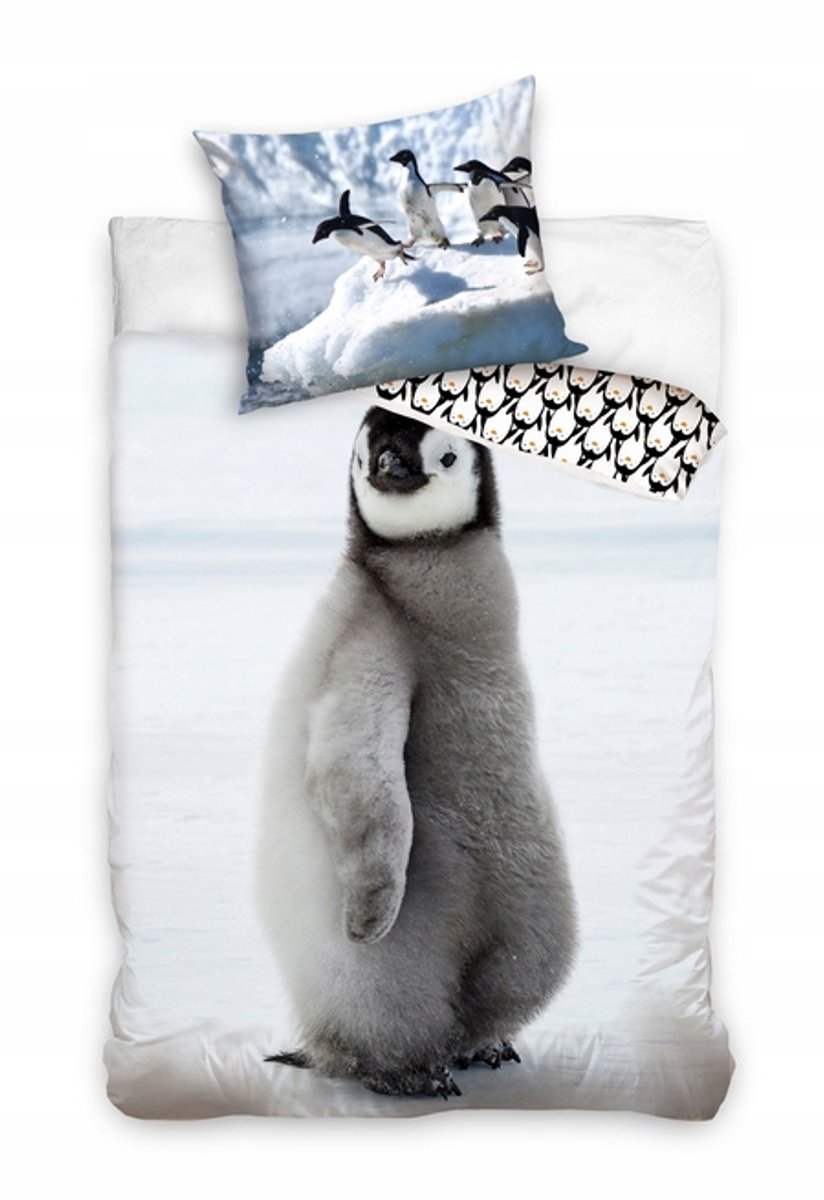 Kinderbeddengoed 160x200 cm met Pinguïnmotief - 100% Katoen