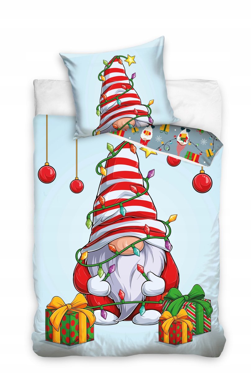 Kerstdekbedovertrek katoen 140x200 met rendieren en elfjes
