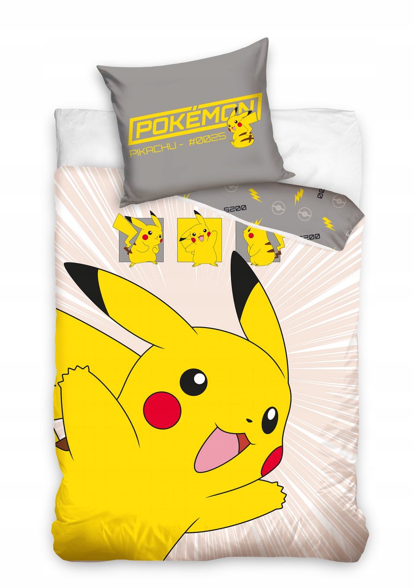 Originele Pokemon Pikachu Katoenen Dekbedovertrekset 160x200 cm