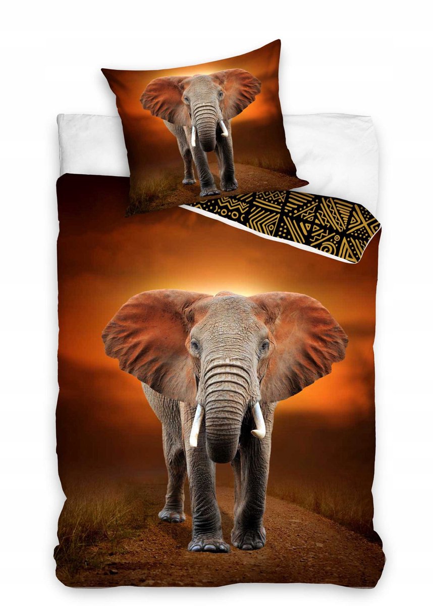 Katoenen Dekbedovertrek Set 160x200cm - Olifant Design