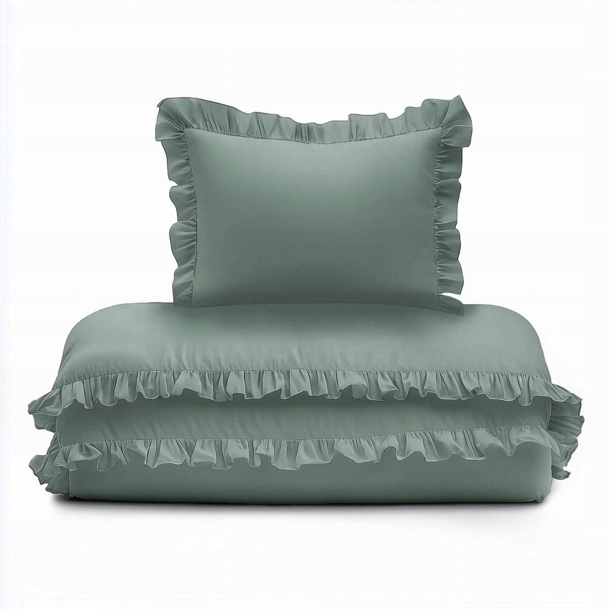 Babyset beddengoed 90x120 cm met ruche mintgroen katoen