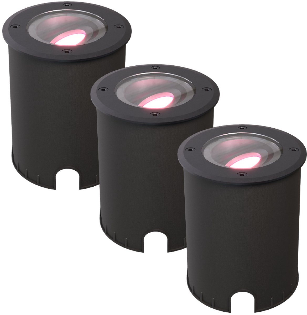 HOFTRONIC - Lilly Set van 3 Smart Grondspots XL - Kantelbaar en draaibaar - 16,5 Miljoen lichtkleuren (RGB + WW) - IP67 Waterdicht - GU10 5,5W 345 Lumen - Geschikt voor tuin, oprit en pad