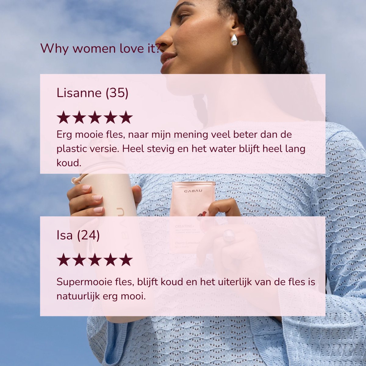 Bloom RVS Waterfles 870ml Beige - Geïsoleerde BPA-vrije & Lekvrije Thermosfles - Duurzame Herbruikbare Drinkfles met Schoonmaakborstel & Draagkoord - BPA vrij Sportfles Dames - Waterfles Volwassenen - Cadeau voor Haar van cabau — cadeau in Sport & Outdoor - foto 4