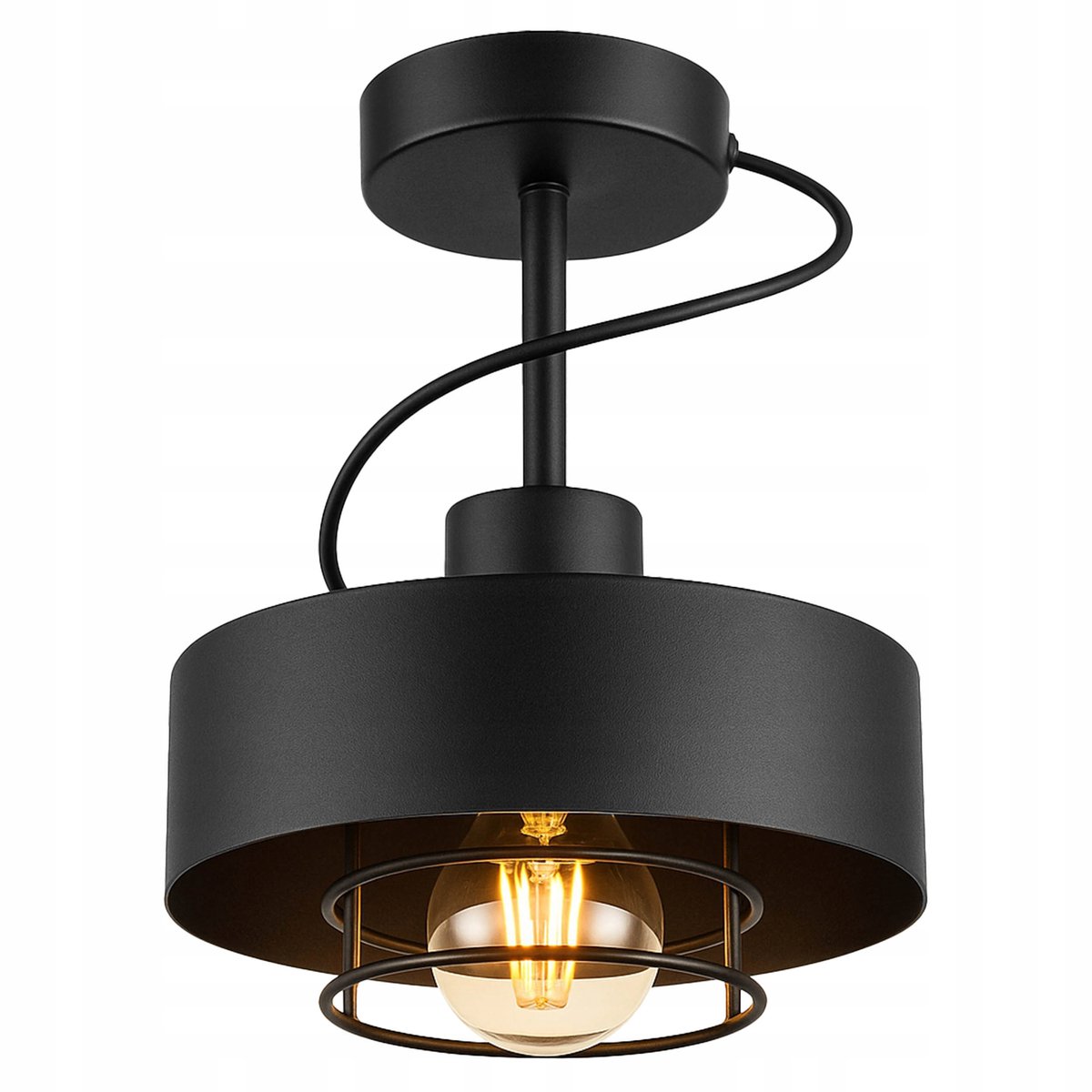 Loft LED Plafondlamp Zwart Ø20cm - Industriële Stijl